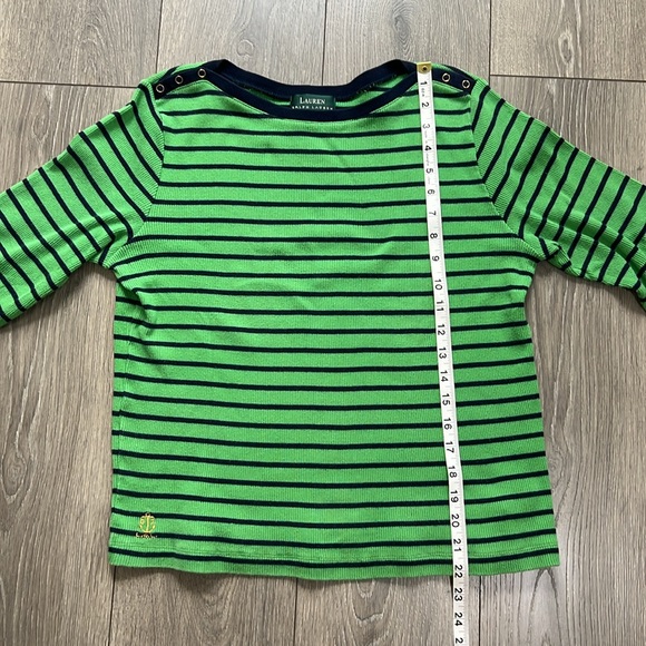 Lauren, Ralph Lauren, 3/4 sleeve, green & navy striped, boat, neck, medium - Picture 8 of 8